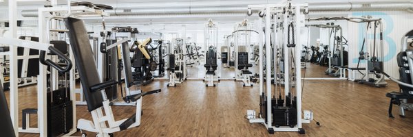 BUDGET Fitness Birrhard: Lichtdurchflutete Trainingshalle mit Kraftmaschinen, Power Rack, Kabelzügen, Ausdauergeräten, Kurzhanteln. 